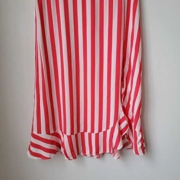 NWT XHILARATION Ruffled Trim Skirt Coral Fuchsia White Striped Size M - Picture 10 of 11